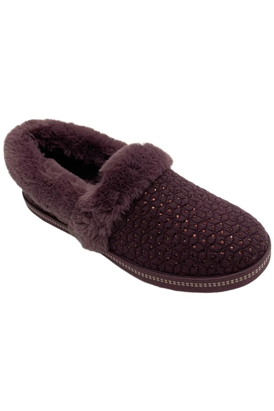 Skechers Cozy Campfire Toasty Twinklers Vegan Rhinestone Slippers Plum - Wide